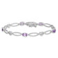 7 Inch Sterling Silver Rhodium-Plated Diamond & Amethyst Oval D/C Bracelet