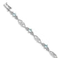 7 Inch Sterling Silver Rhodium-Plated Diamond Aquamarine Bracelet