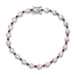 Sterling Silver Rhodium-Plated & Ruby Heart Bracelet