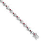 Sterling Silver Rhodium-Plated & Ruby Heart Bracelet