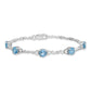 Sterling Silver Rhodium-Plated Lt. Swiss Blue Topaz & Diamond Bracelet