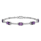 Sterling Silver Rhodium-Plated Amethyst & Diamond Tennis Bracelet