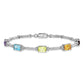 Sterling Silver Rhodium-Plated Multi Gemstone & Diamond Tennis Bracelet