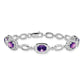 Sterling Silver Rhodium-Plated Amethyst Link Bracelet