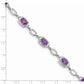 Sterling Silver Rhodium-Plated Amethyst Link Bracelet