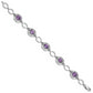 Sterling Silver Rhodium-Plated Amethyst Open Link Bracelet