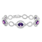 Sterling Silver Rhodium-Plated Amethyst Open Link Bracelet