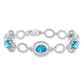 Sterling Silver Rhodium-Plated Lt. Swiss Blue Topaz Open Link Bracelet