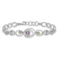 Sterling Silver Rhodium-Plated W/Peridot, Blue Topaz &Amethyst Bracelet