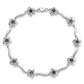 7.5 Inch Sterling Silver Rhodium-Plated Floral Amethyst Bracelet