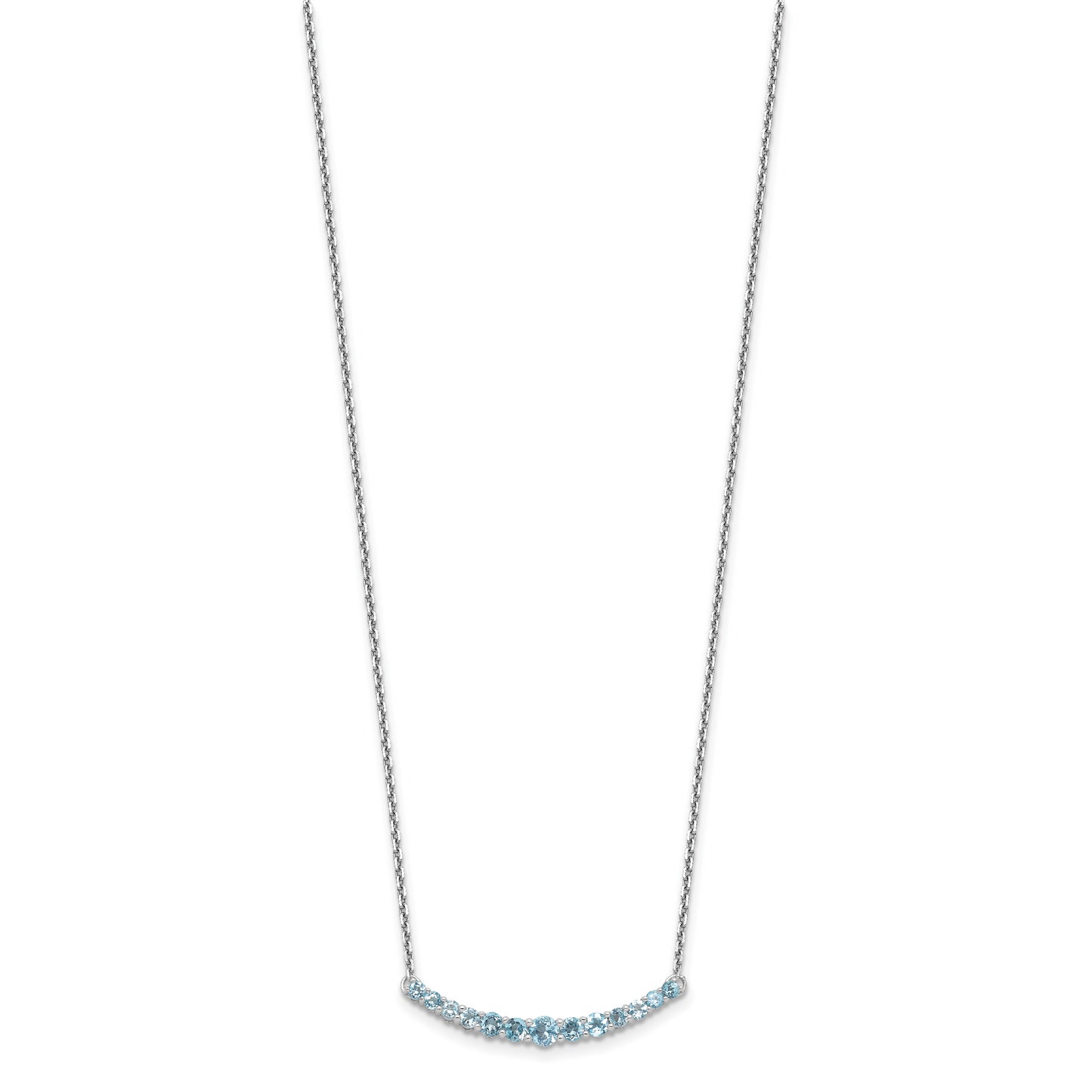 Sterling Silver Rhodium-Plated Blue Topaz Pendant W/Necklace