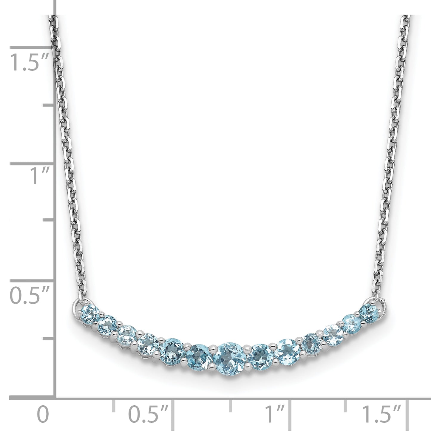 Sterling Silver Rhodium-Plated Blue Topaz Pendant W/Necklace