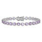 7 Inch Sterling Silver Rhodium-Plated Polished 5mm Amethyst Stone Bracelet