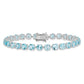 7 Inch Sterling Silver Rhodium-Plated Polished 5mm Blue Topaz Bracelet