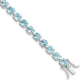 7 Inch Sterling Silver Rhodium-Plated Polished 5mm Blue Topaz Bracelet