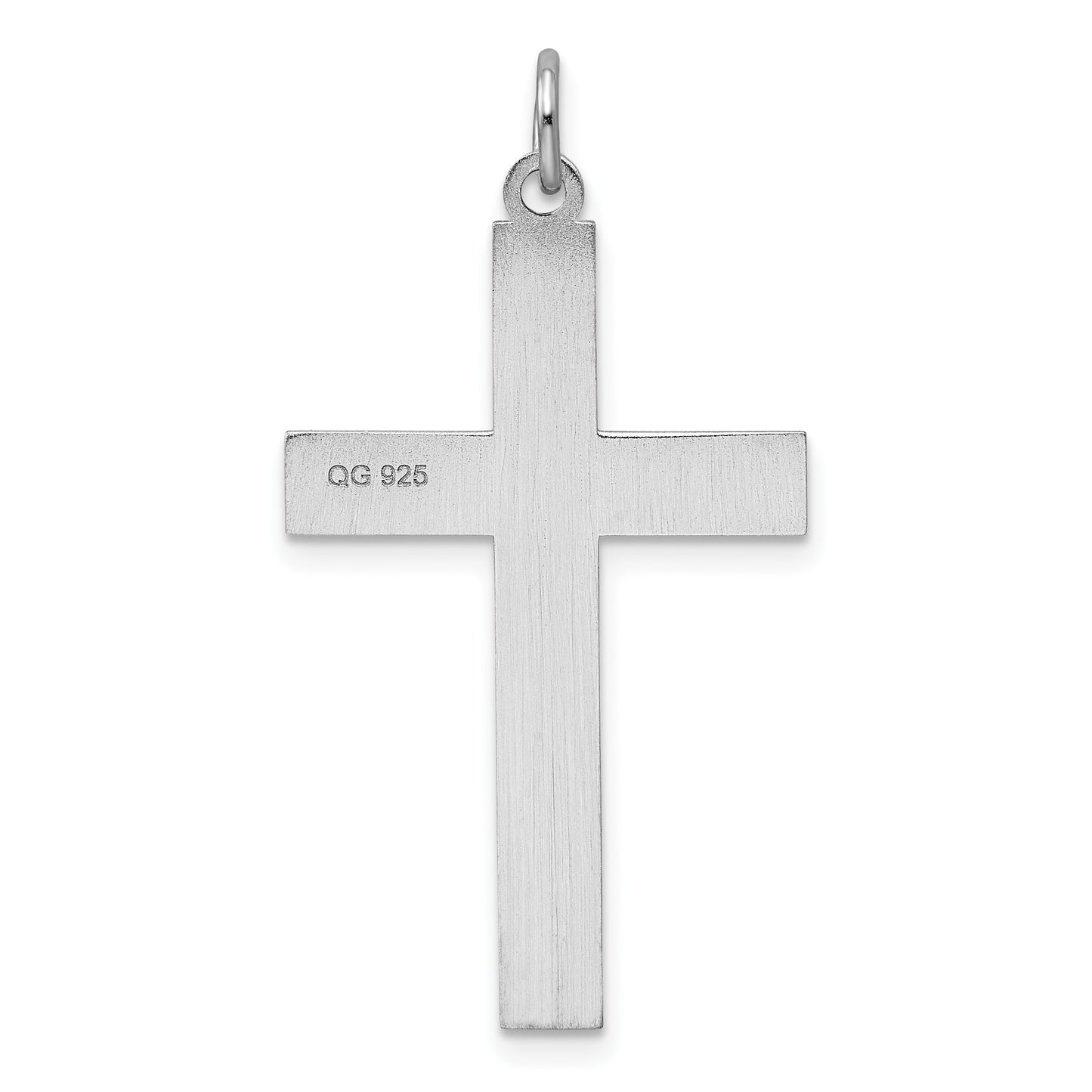 Sterling Silver Rhodium-Plated Laser Designed Cross Pendant