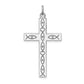 Sterling Silver Rhodium-Plated Laser Designed Cross Pendant