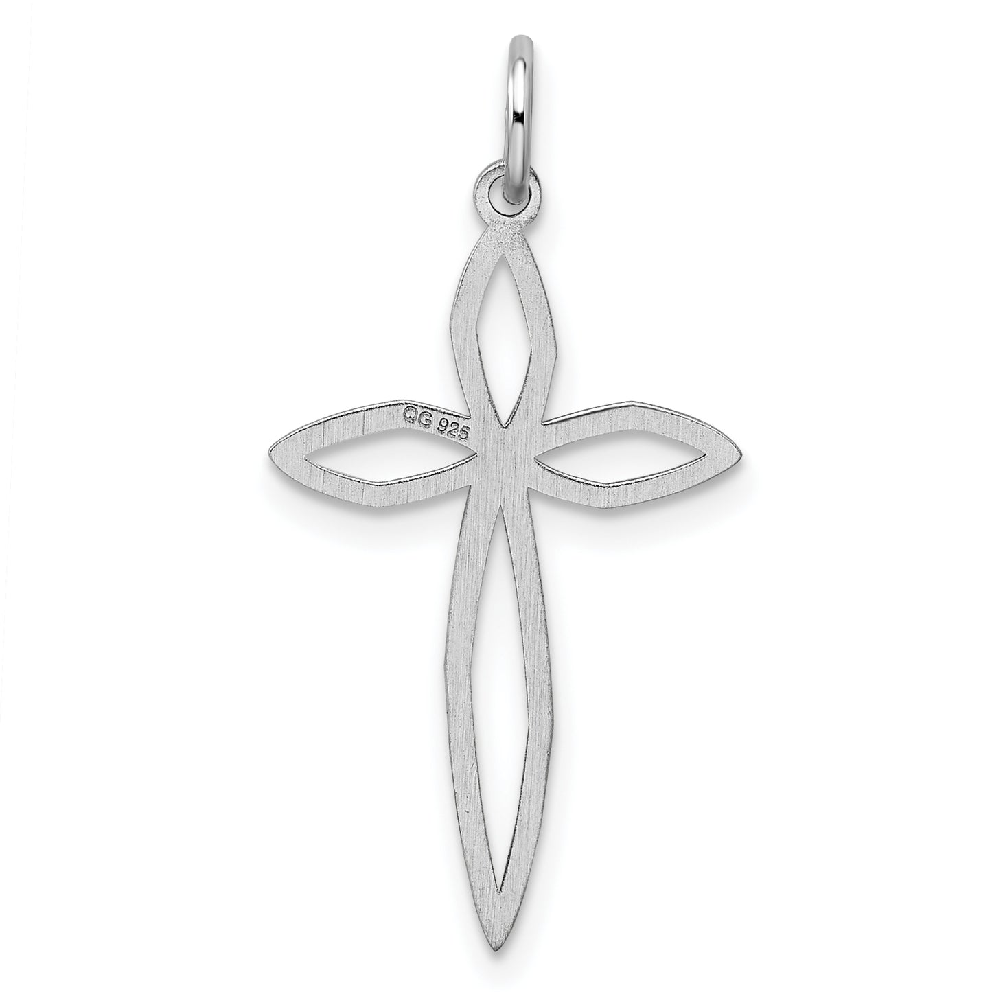 Sterling Silver Rhodium-Plated Laser Designed Cross Pendant