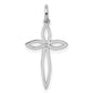 Sterling Silver Rhodium-Plated Laser Designed Cross Pendant