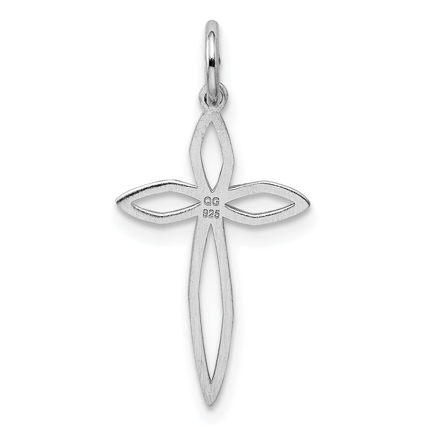 Sterling Silver Rhodium-Plated Laser Designed Cross Pendant