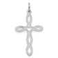 Sterling Silver Rhodium-Plated Laser Designed Cross Pendant