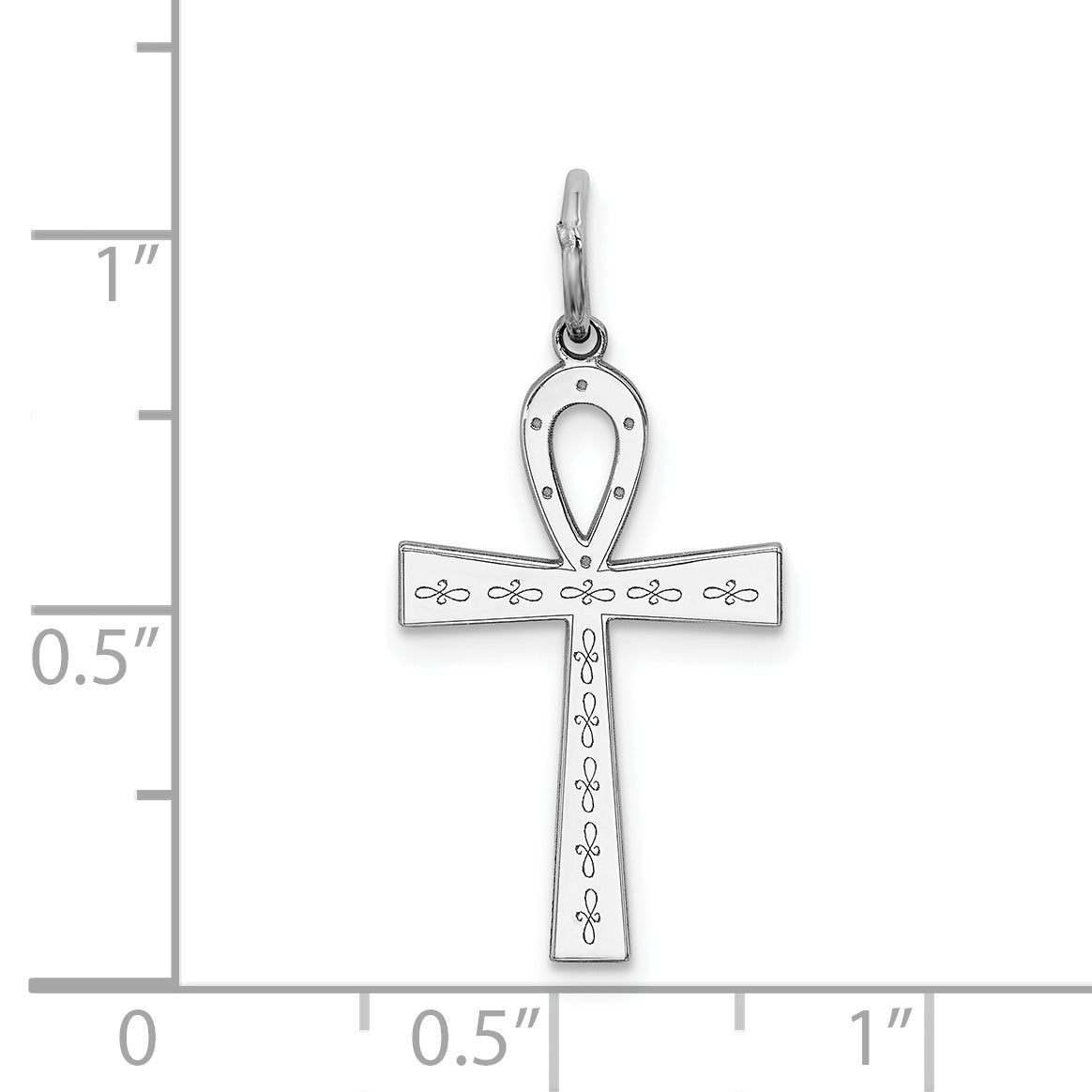 Sterling Silver Rhodium-Plated Laser Designed Cross Pendant