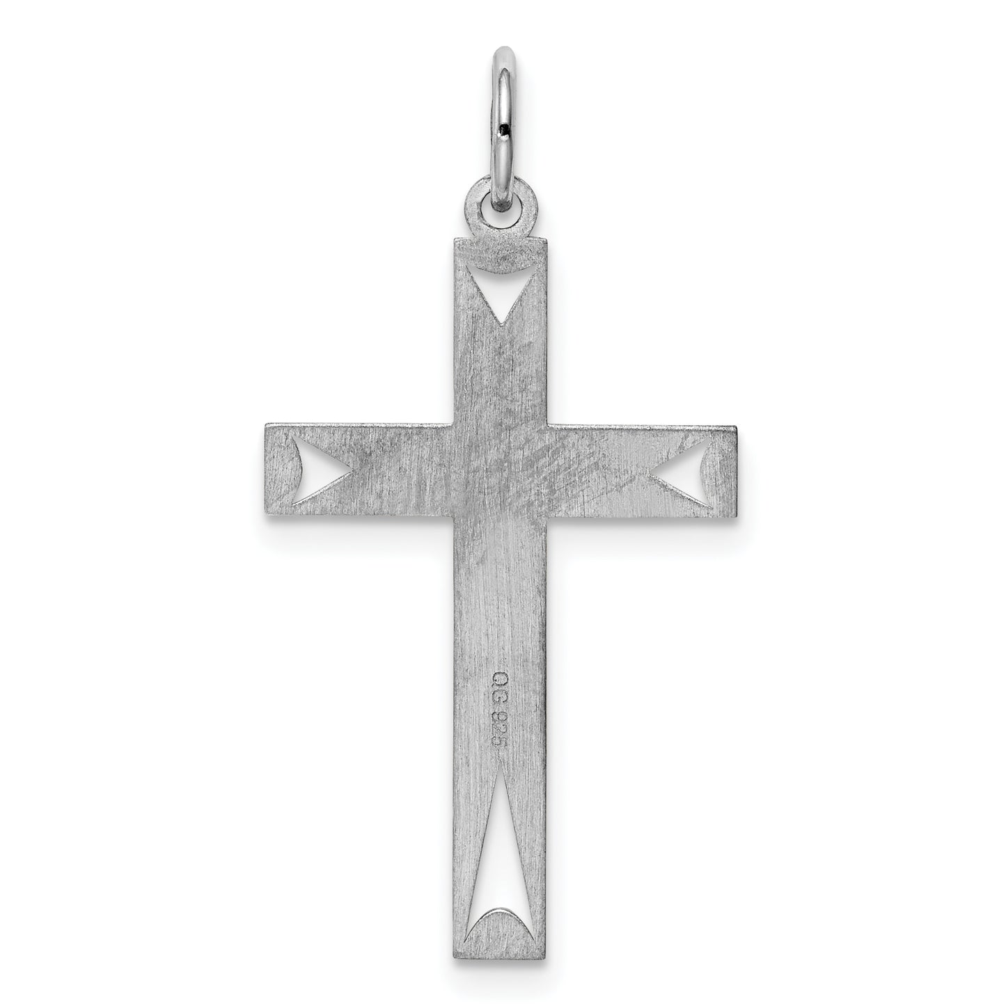 Sterling Silver Rhodium-Plated Laser Designed Cross Pendant