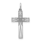 Sterling Silver Rhodium-Plated Laser Designed Cross Pendant