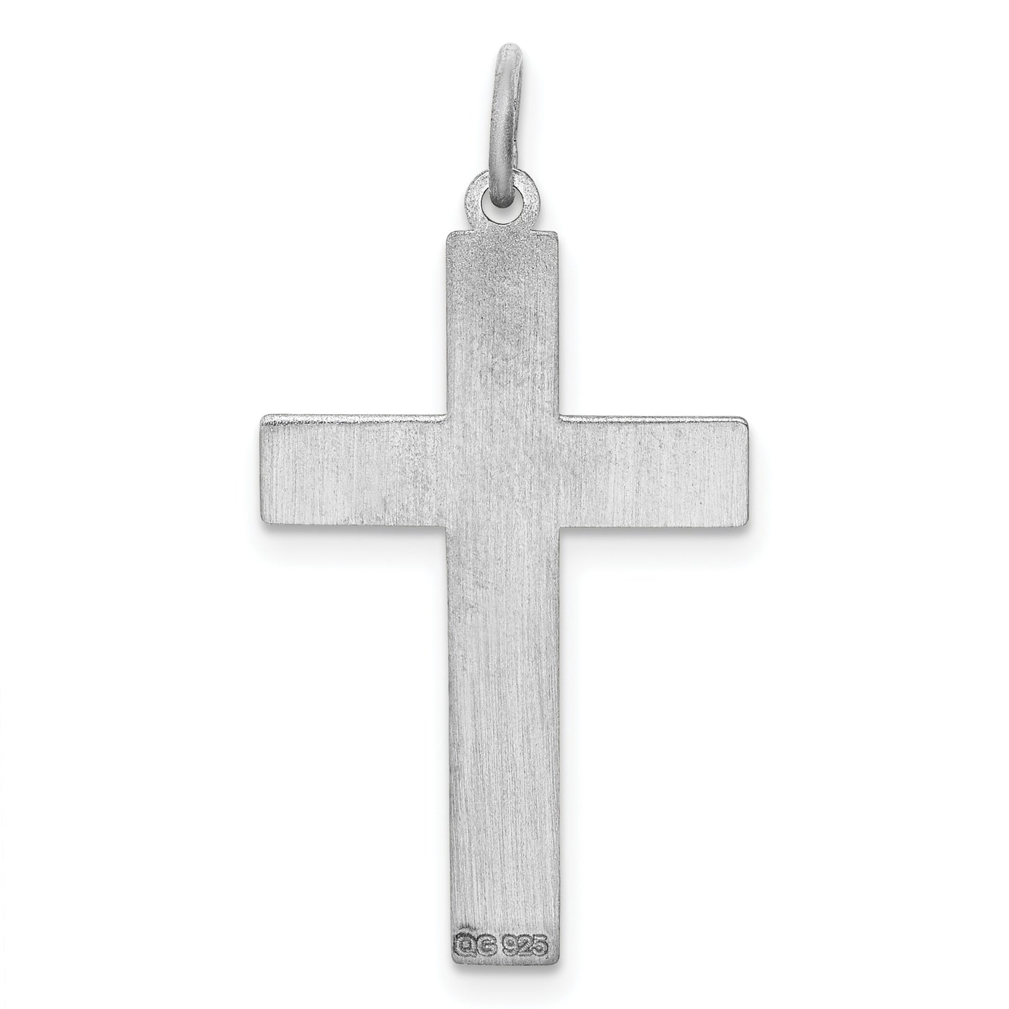 Sterling Silver Rhodium-Plated Laser Designed Cross Pendant