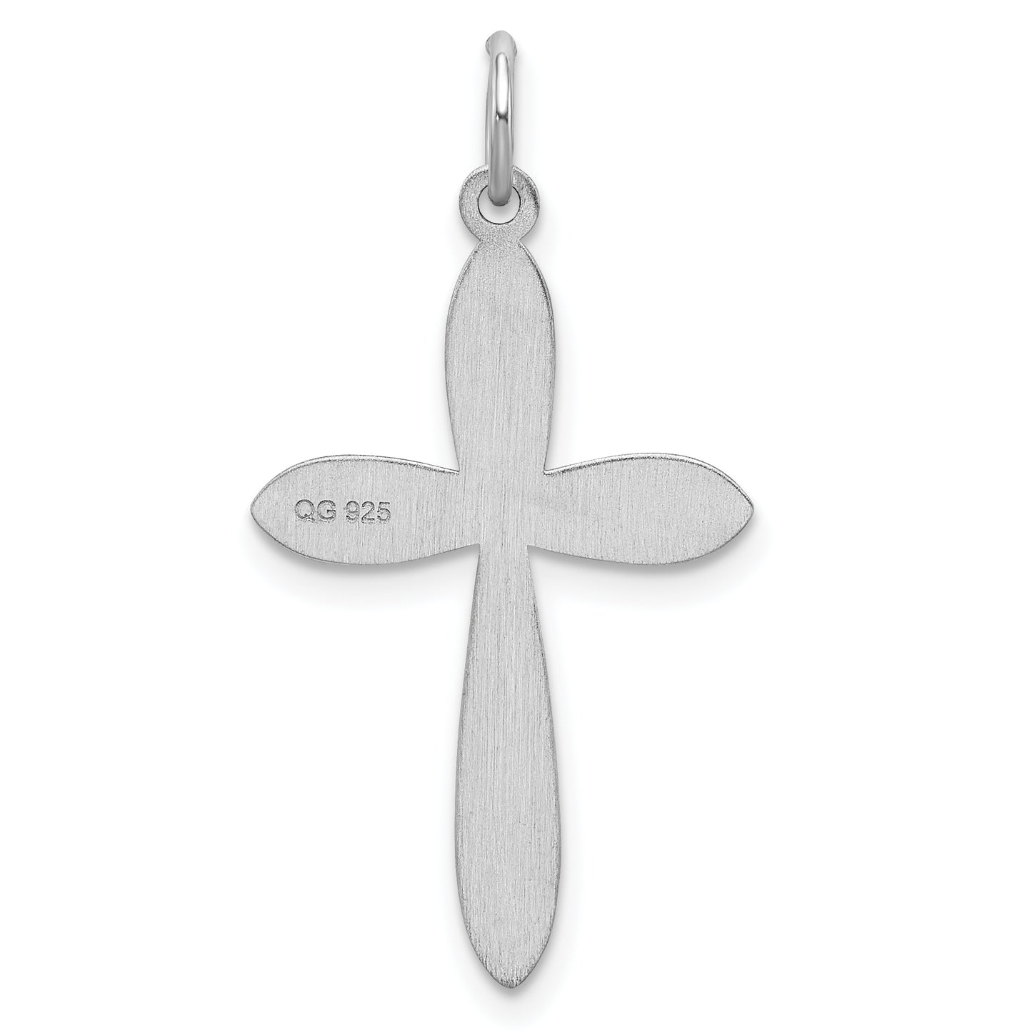 Sterling Silver Rhodium-Plated Laser Designed Cross Pendant