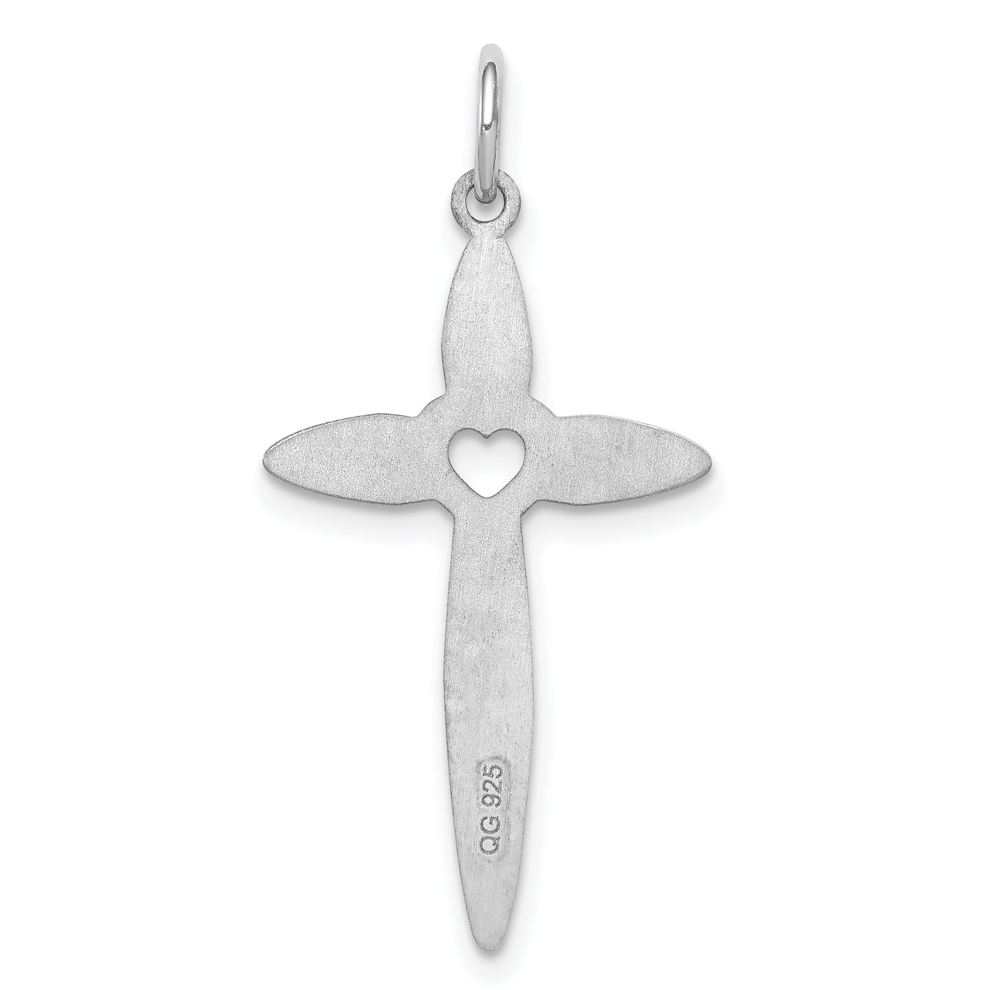 Sterling Silver Rhodium-Plated Laser Designed Cross Pendant