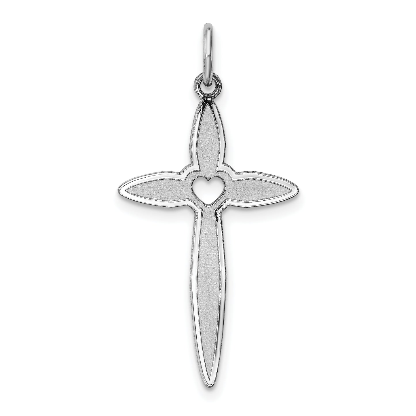 Sterling Silver Rhodium-Plated Laser Designed Cross Pendant