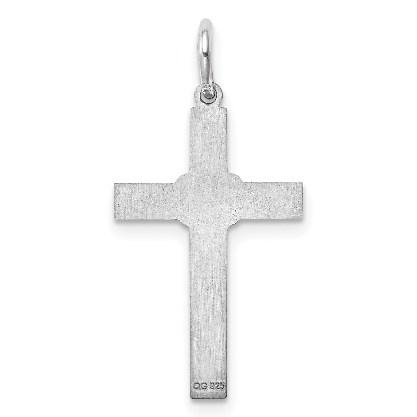 Sterling Silver Rhodium-Plated Laser Designed Cross Pendant