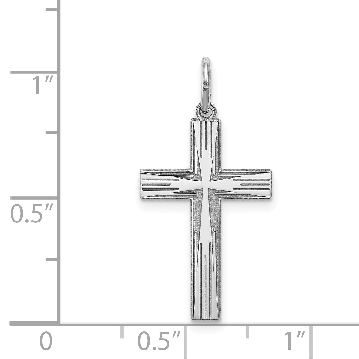 Sterling Silver Rhodium-Plated Laser Designed Cross Pendant