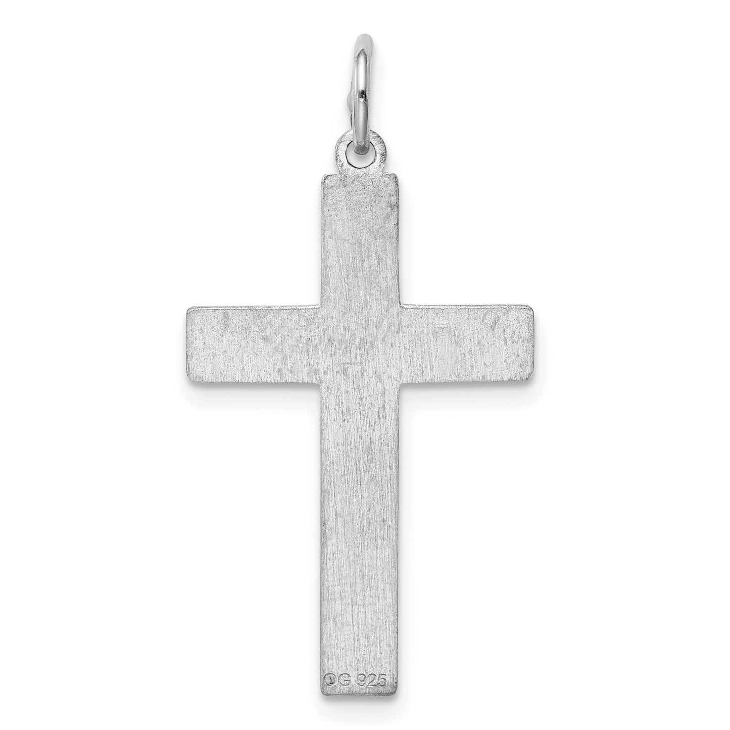 Sterling Silver Rhodium-Plated Laser Designed Cross Pendant