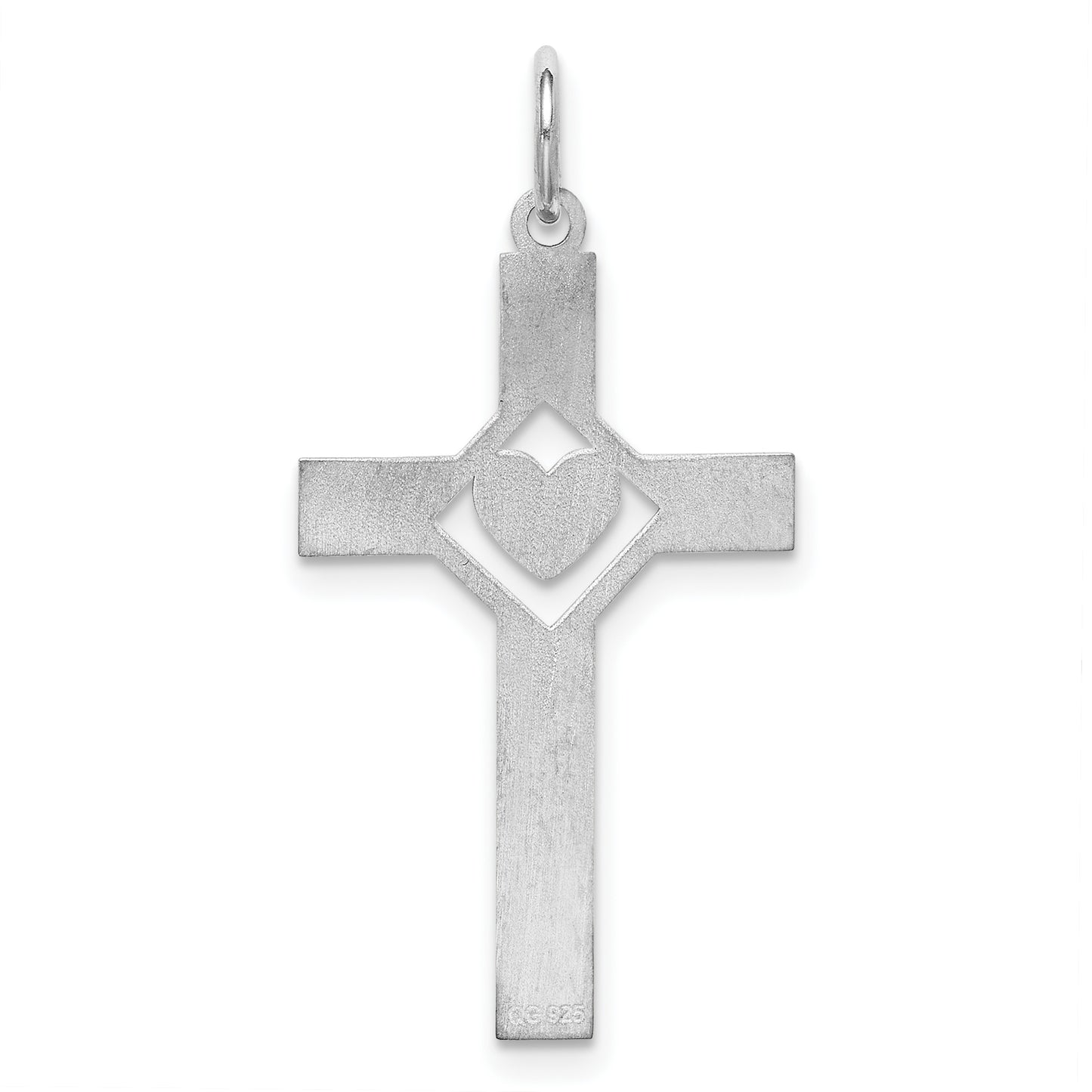 Sterling Silver Rhodium-Plated Laser Designed Cross Pendant