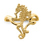 14K Yellow Gold Polished / Textured 2-D Seahorse Ring (Size 7)