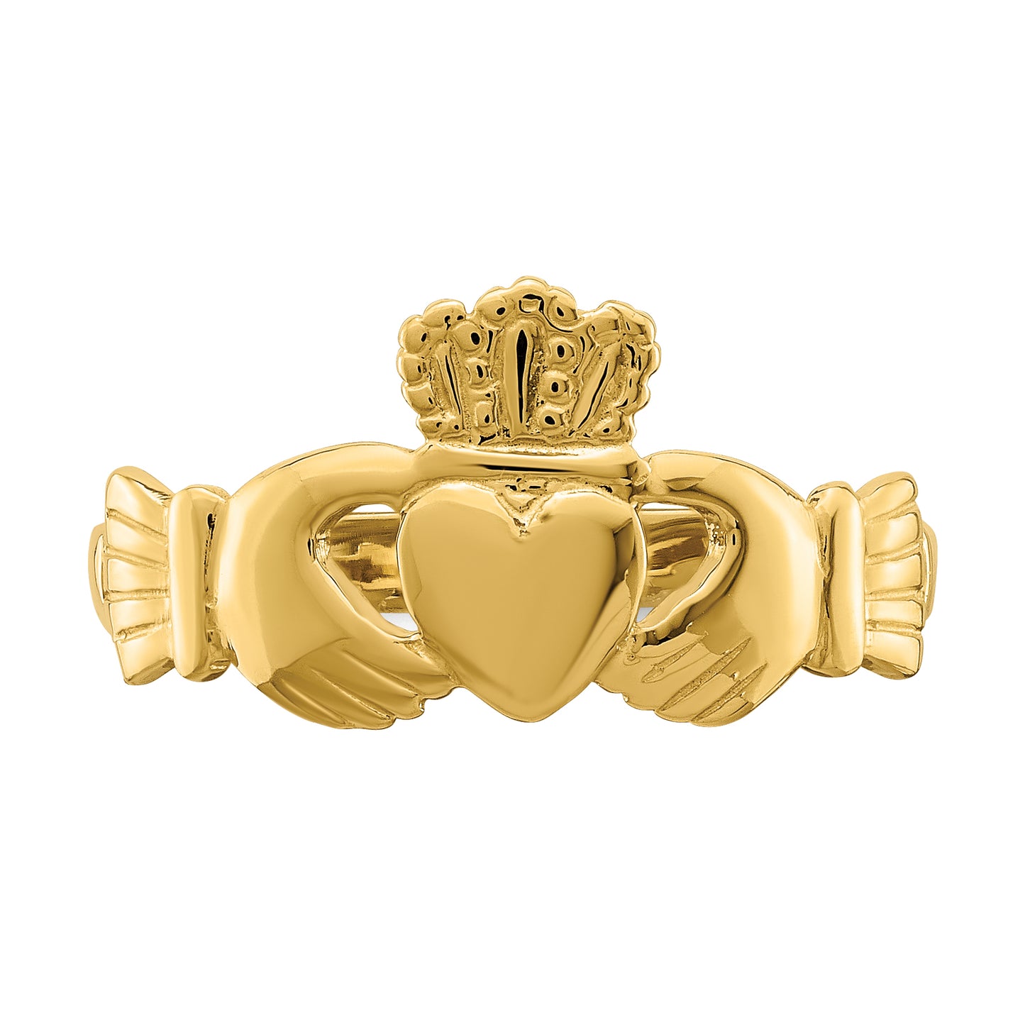 14K Yellow Gold Polished Claddagh Ring (Size 7)