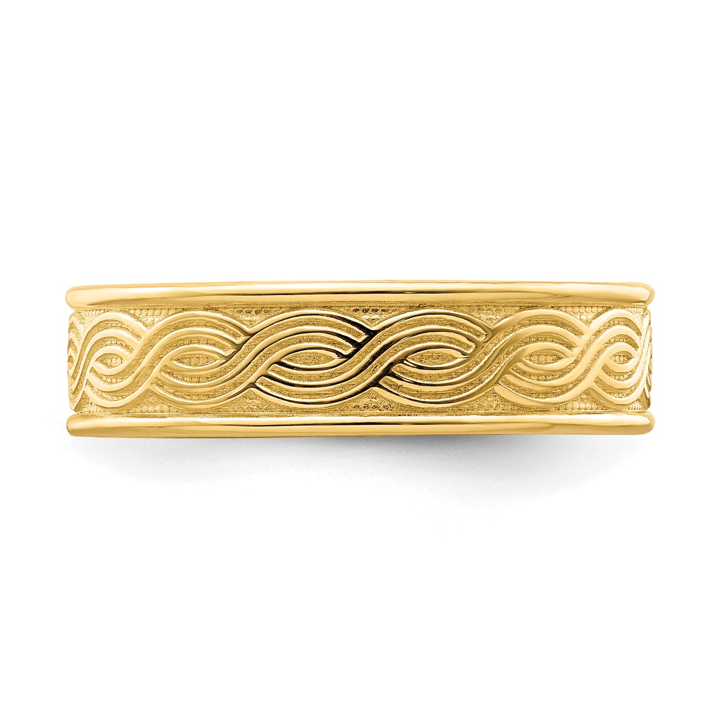 14K Yellow Gold Wave Engraved Thumb Ring (Size 9)