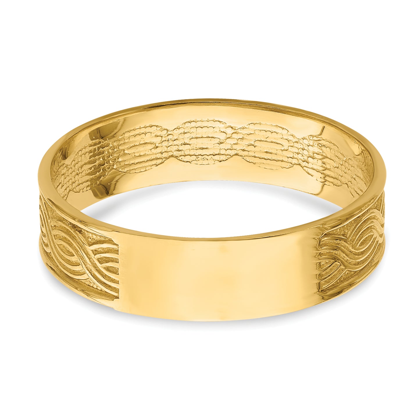 14K Yellow Gold Wave Engraved Thumb Ring (Size 9)