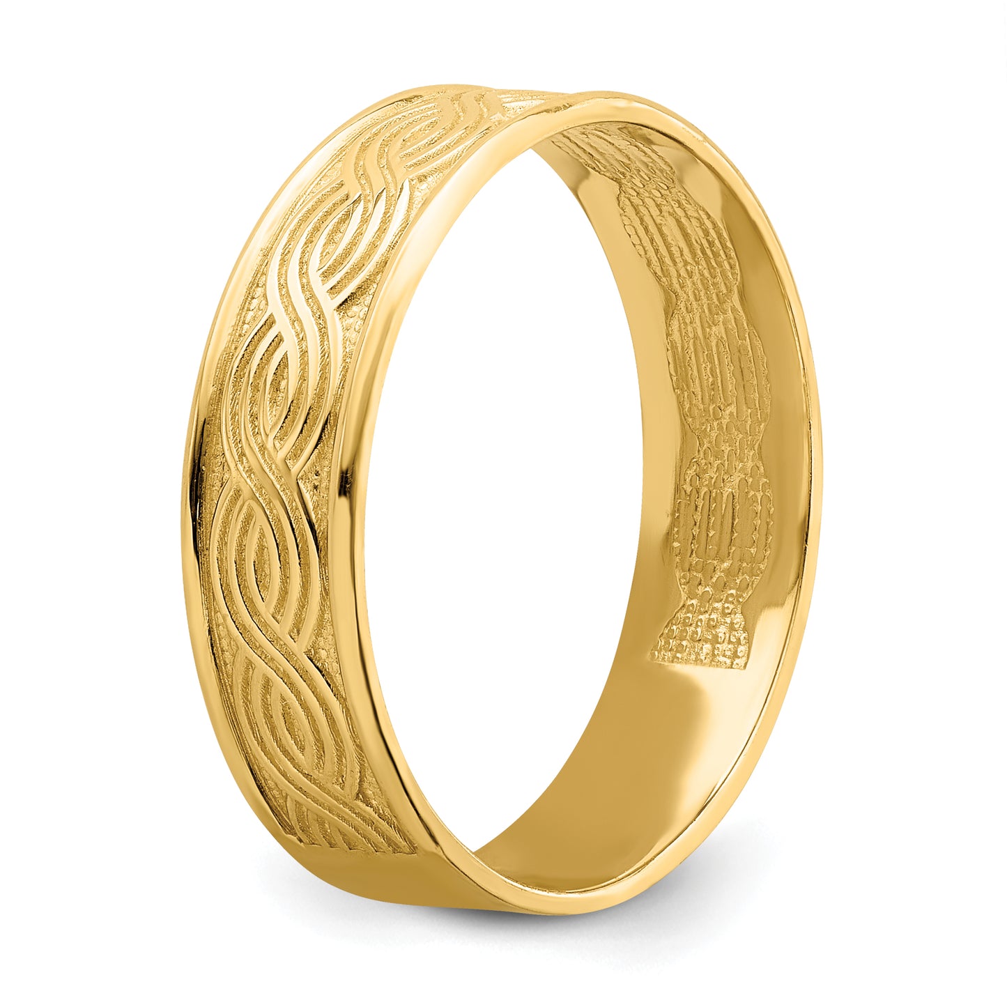 14K Yellow Gold Wave Engraved Thumb Ring (Size 9)