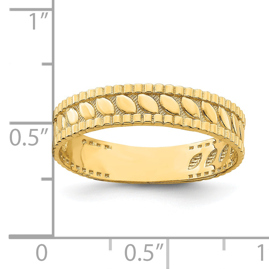 14K Yellow Gold Leaf Engraved Thumb Ring (Size 9)