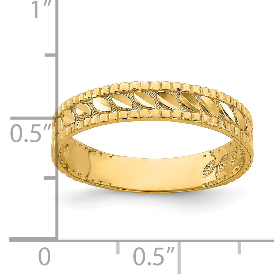 14K Yellow Gold D/C Leaf Engraved Thumb Ring (Size 9)