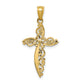 14K Yellow Gold Scroll Design Cross Pendant