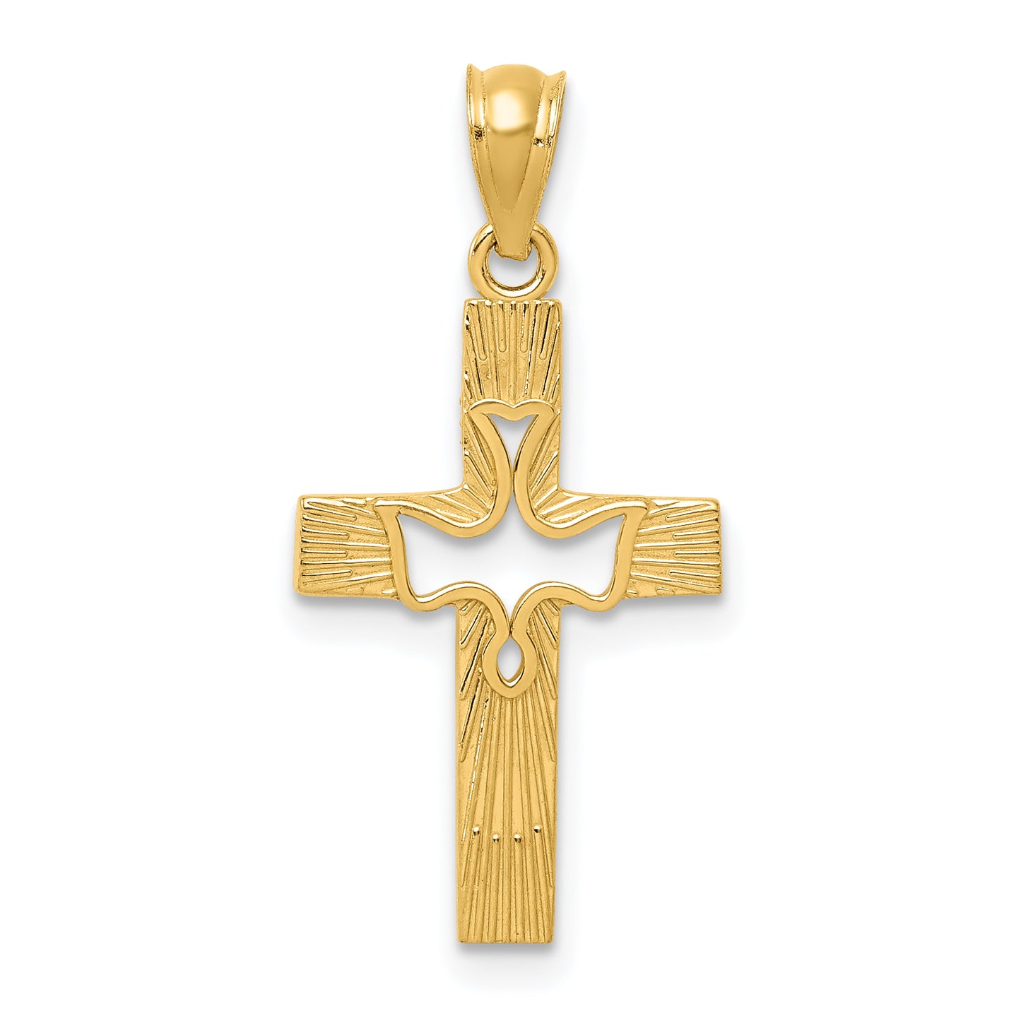 14K Yellow Gold Dove Cross Pendant