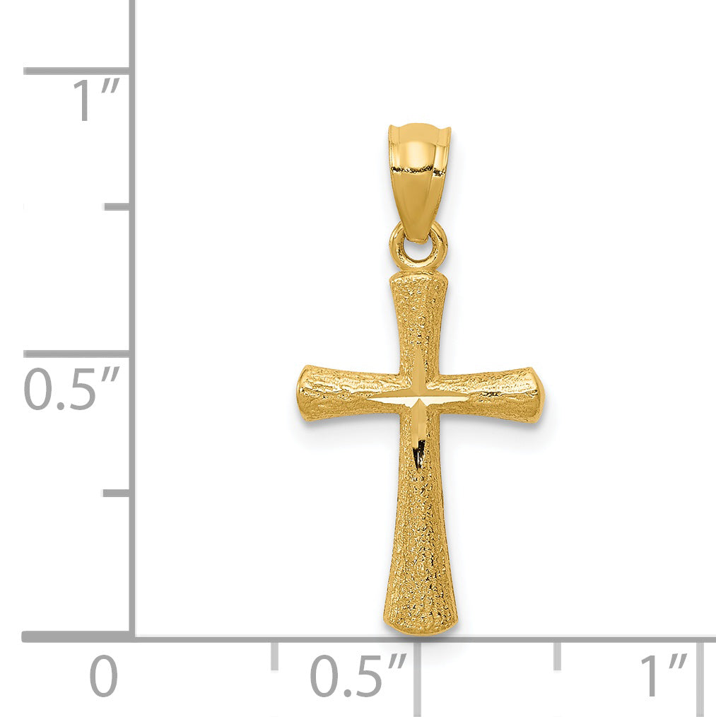 14K Yellow Gold Diamond-Cut Cross Pendant