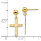 14K Yellow Gold Polished & Satin Cross Dangle Earrings