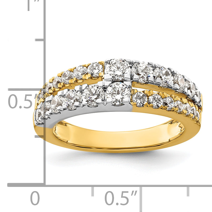 14k Two-tone Two Tone 1 1/4 Ct. Lab Grown Diamond VS/SI+ G+ Double Row Band Ring