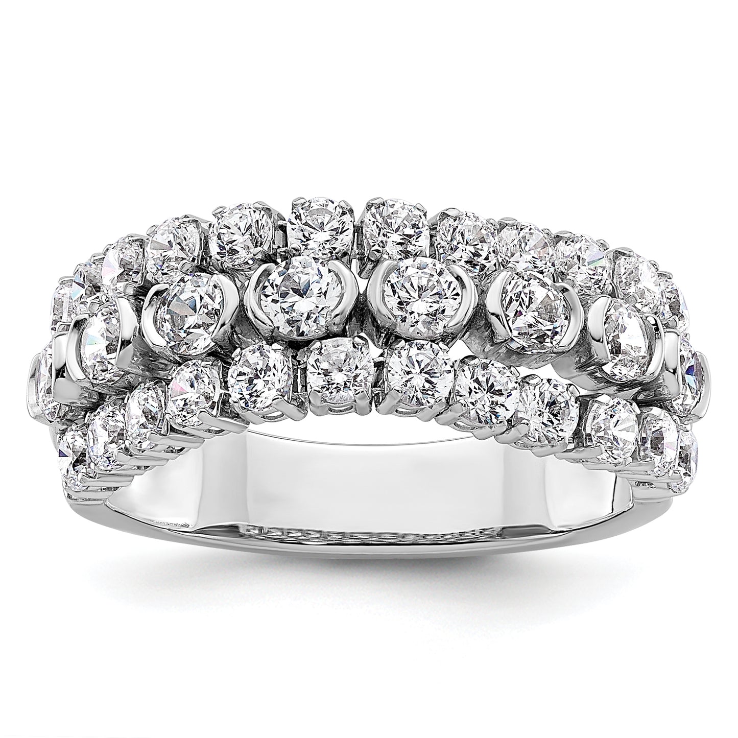 14K White Gold Lab Grown Diamond VS/SI+ G+ Moveable Triple Band Ring