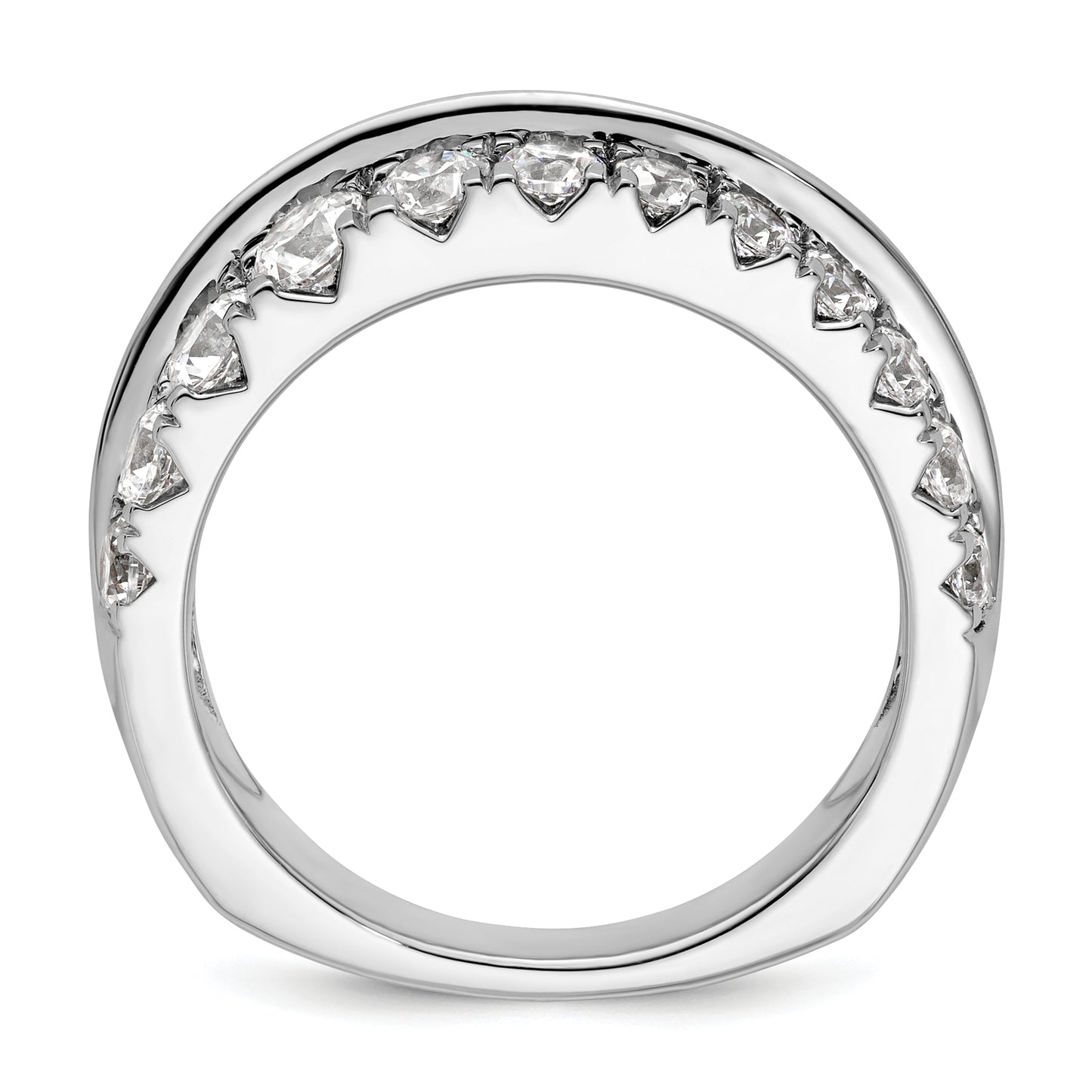 14K White Gold Lab Grown Diamond VS/SI+ G+ Wave Double Band Ring